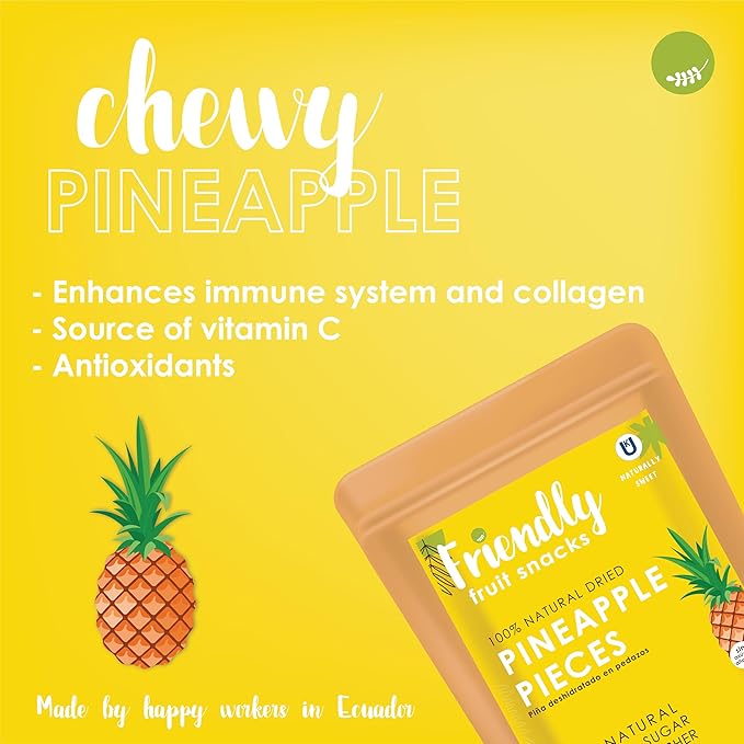 Dried Pineapple Snack | 8 ounces | Natural Dehydrated Healthy Preservatives Free No Sugar Added Non - GMO Vegan Kosher Gluten Free