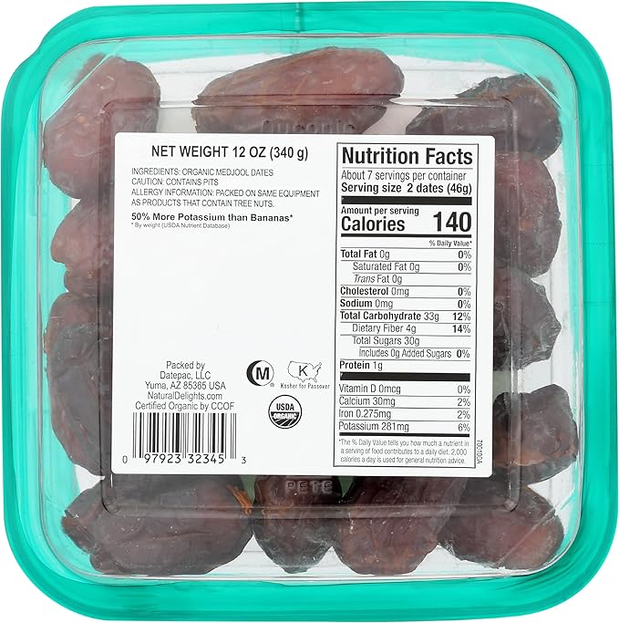 Bard Valley Organic Fresh Whole Medjool Dates Non-GMO 12 Ounce (Pack of 12)