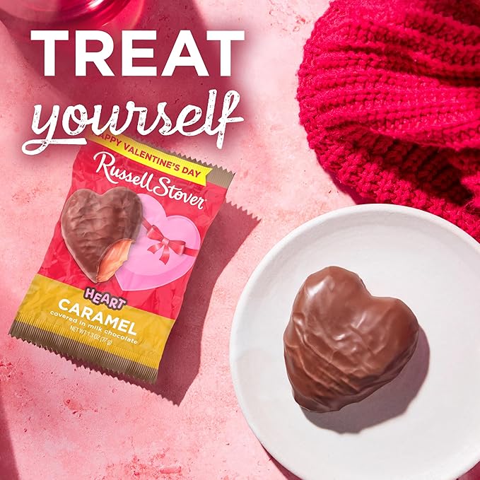 RUSSELL STOVER Valentine's Day Milk Chocolate Caramel Heart 1.3 oz. (Pack of 18)