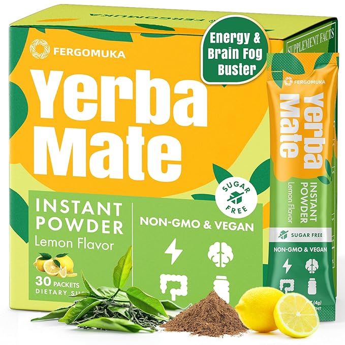 Yerba Mate 4000mg 10 in 1 Super Yerba Mate Tea Instant Powder - No Sugar Clean Energy with No Crash Stay Refreshed and Focused Gut Health with Ginseng Rhodiola Prebiotic L-Theanine 30 Packets