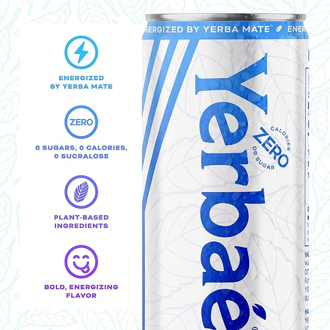 Yerbaé Energy Seltzer - Variety Tropical Pack No Sugar/Calories/Carbs. Energized by Yerba Mate Naturally Caffeinated &amp Plant-Based Healthy Alternative to Coffee/Sugary Sodas Pack of 12 12oz c