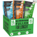 Delicious High Protein Overnight Oats - Nutritionist Designed FULLER For Longer With Low Sugar High Fiber &amp Premium Slow Release Casein - Ziplock Portable - Glyphosate Free Oatmeal - Grab &amp G