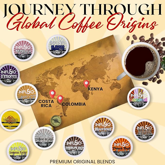 InfuSio Almond Amaretto Coffee pods Single Serve Flavored Coffee Pods for Keurig K Cups Brewers - Premium Roasted 96 count