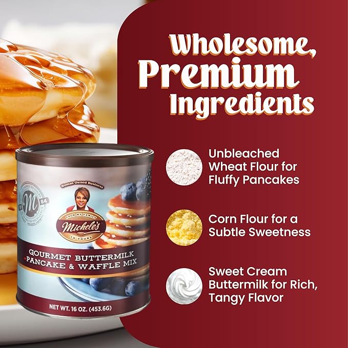 Michele’s Gourmet Breakfast Bundle – Syrup Variety Pack (Maple Crème &amp Butter Pecan) and Buttermilk Waffle &amp Pancake Mix (16 oz) | Just Add Water
