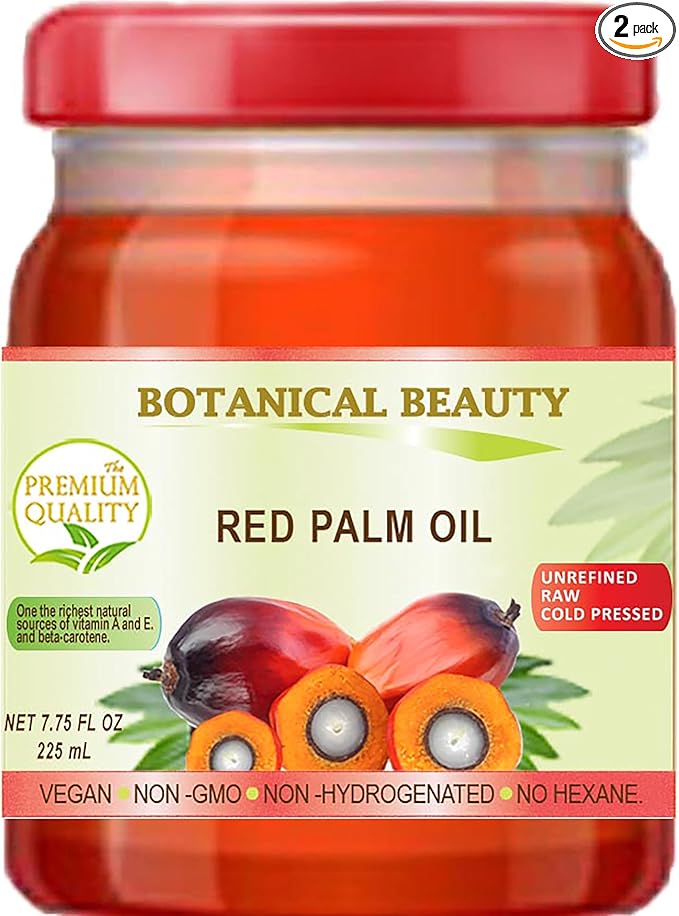 RED PALM OIL 100% Pure UNREFINED EXTRA VIRGIN Undiluted Cold Pressed SUPER FOOD 7.75 Fl.oz 225 ml (PACK 2) by Botanical Beauty