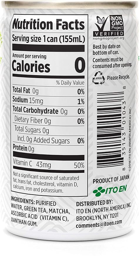Matcha Love Green Tea Unsweetened Energy Shots 5.2 Oz Pack of 20