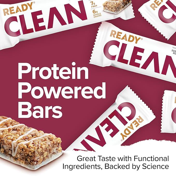 Ready® Protein Bars – High-Protein Snack with 15g Whey Protein With Flaxseeds and Omega-3s for Sustained Energy Supports Lean Muscle and Recovery – Iced Oatmeal Cookie 12 Pack