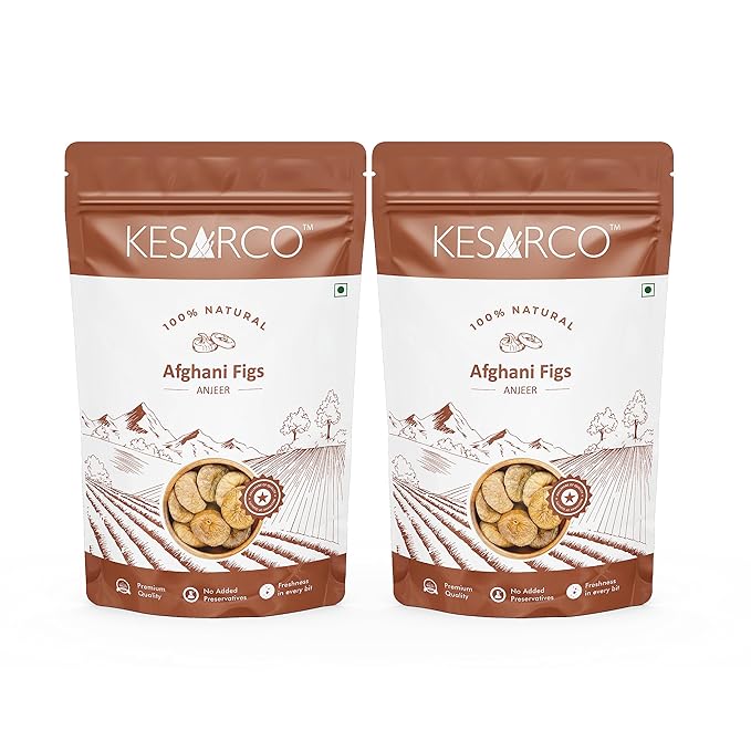 KESARCO Dried Afghani Figs Anjeer High In Fiber Rich In Calcium Phosphorus And Magnesiu(400 Gm)