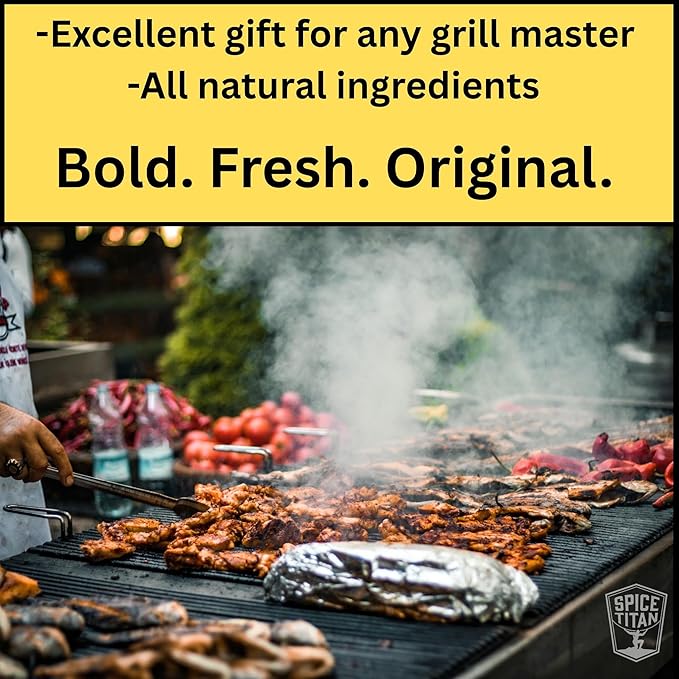 Spice Titan Grilling Spice Set Gift Pack of 5 Bold Fresh Original All Natural Seasonings Use For Any Meat or Veggie Gluten Free BBQ Grilling Accessories Smoker Accessories