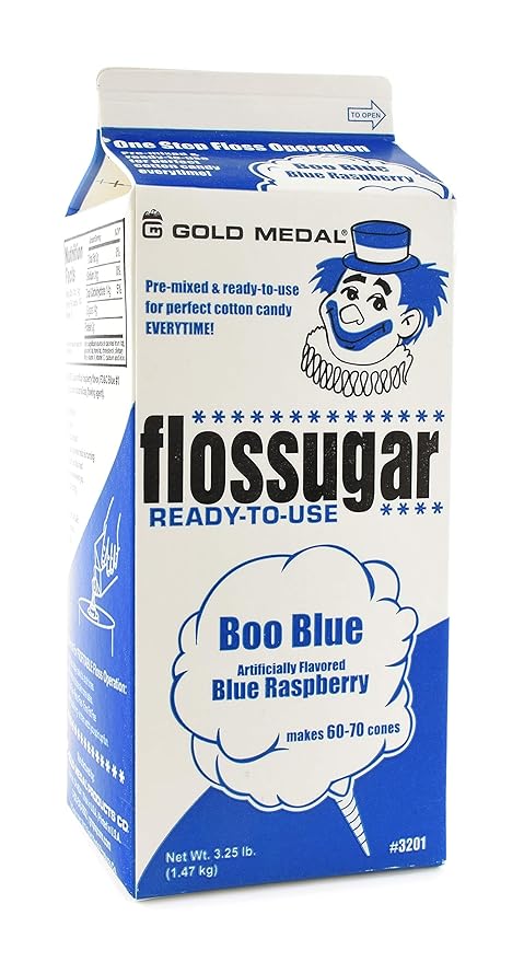 Cotton Candy Floss Sugar- Blue Raspberry Pink Vanilla Strawberry-1/2 Gallon-Three Pack
