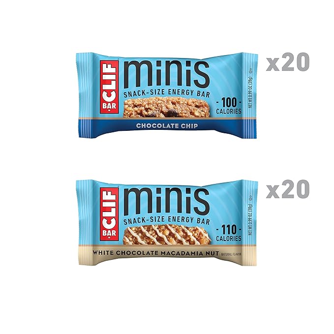 CLIF BARS - Mini Energy Bars - Chocolate Chip - 20 Count + CLIF BARS - Mini Energy Bars - White Chocolate Macadamia Nut - 20 Count