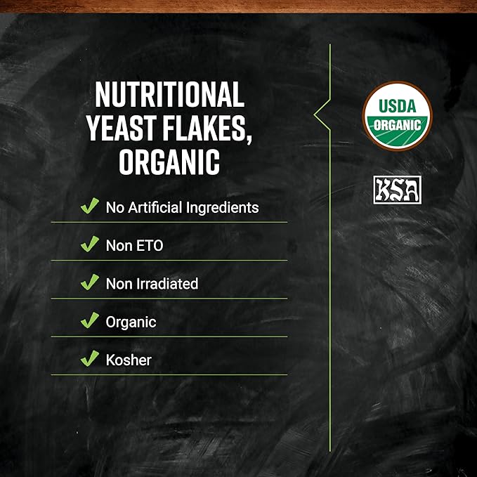 Frontier Co-op Organic Nutritional Yeast Flakes 16 Oz Bulk Bag - Essential B Vitamins Non-Irradiated Kosher Yeast - Parmesan Cheese Substitute
