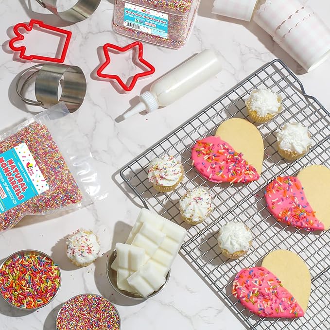 A Great Surprise Dye-Free Rainbow Sprinkles – 1.6 Pounds - Natural Vegan Baking Toppings with No Artificial Dyes or Flavors – Non-GMO Jimmies for Cookies Cakes Ice Cream &amp Cupcakes