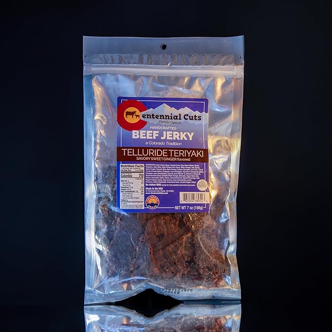 Centennial Cuts Beef Jerky – Telluride Teriyaki – High Protein Classic Sweet &amp Savory – 7 oz