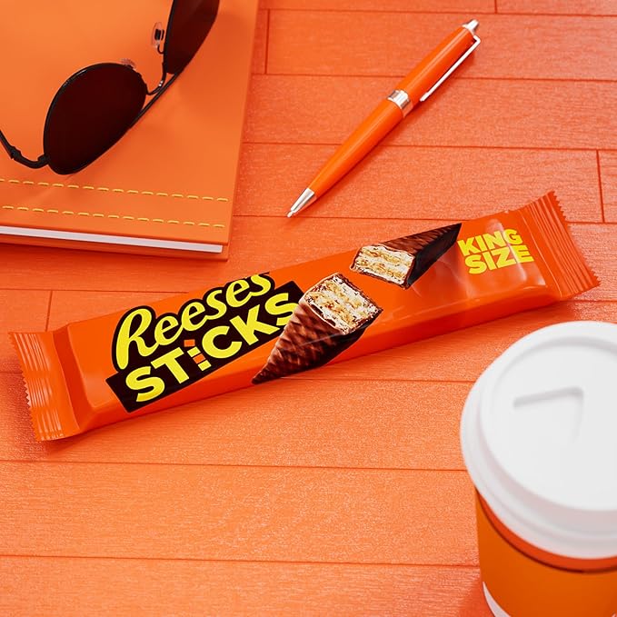 REESE'S STICKS Milk Chocolate Peanut Butter Wafer King Size Candy Packs 3 oz (24 Count)