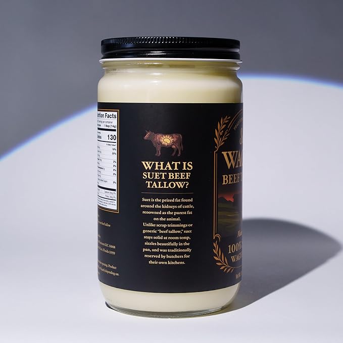 Wagyu Beef Tallow 28oz 100% Pure Suet Kidney Fat Triple-Rendered USDA Inspected 1.75lbs