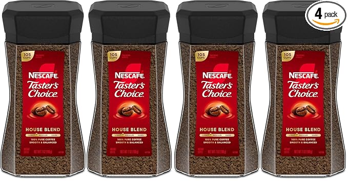 NESCAFÉ Taster's Choice Instant CoffeeLight Medium RoastHouse Blend(7 Oz Each)(Pack of 4)