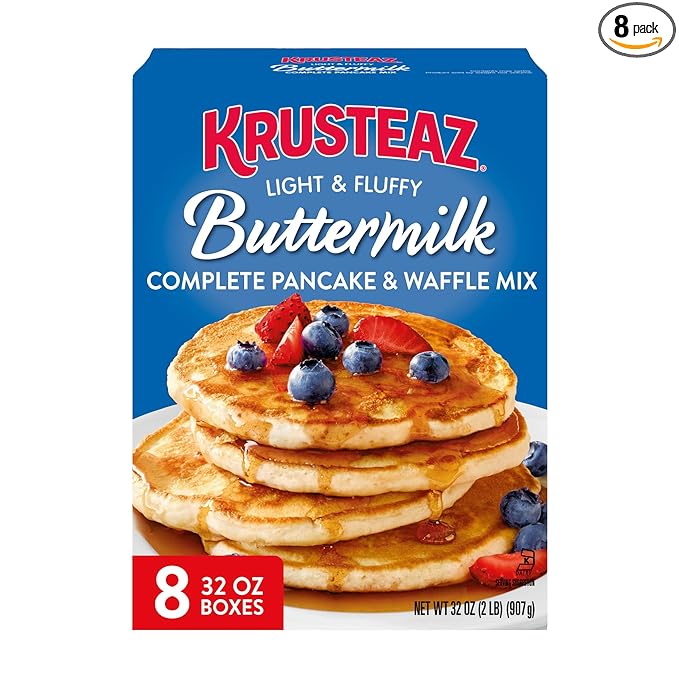 Krusteaz Light and Fluffy Buttermilk Complete Pancake Mix Waffle and Pancake Mix Just Add Water 32 oz Box (Pack of 8)