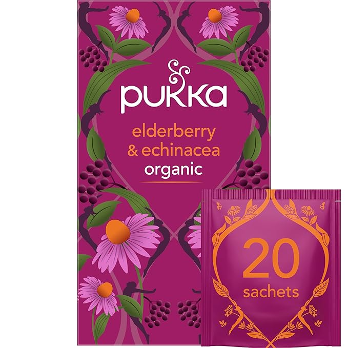 Pukka Tea Bags Organic (Elderberry + Echinacea Matcha GreenChamomile Vanilla &amp Manuka Honey &amp Three Ginger) (2ea) (Variety Pack)
