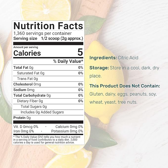 Citric Acid 6 Pounds | Fine Granular Powder Food Grade Bulk Supply – Potent Anhydrous Form – Versatile Flavor Enhancer Preservative Cleaning &amp Homemade Bath Bombs – Additive Free Non-GMO