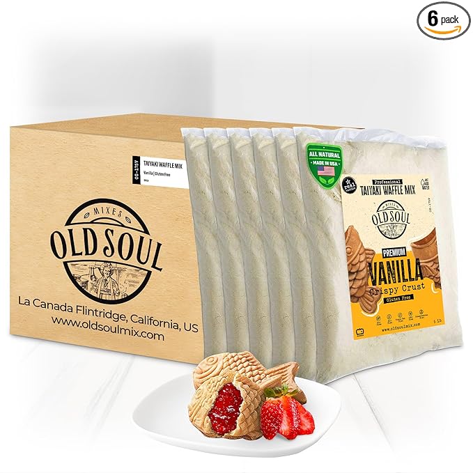OldSoul Professional Taiyaki Waffle Mix | GLUTEN FREE | Crispy | Vanilla Flavor | 30 Lbs | 504 Waffles (30 Lbs Gluten Free)