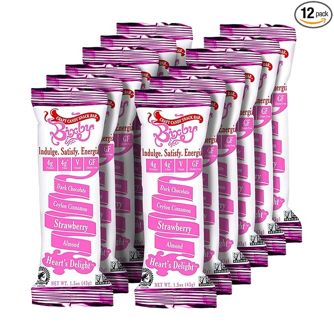 Bixby Dark Chocolate Candy Bars | Dark Chocolate Strawberry Cinnamon and Almond | Non GMO Gluten Free Vegan Chocolate Bar | Bulk Chocolate Bars 1.5oz (12-pack) | Chocolate Gift