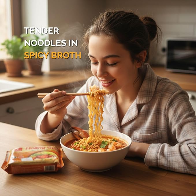 VIFON Hoàng Gia Spicy Crab Hotpot Instant Noodles 18-Pack (4.4 oz / 130 g each) | Vietnamese-Style Mì Lẩu Cua Cay | With Real Crab Extract | Rich and Spicy Seafood Soup | Ready in 3 Minutes