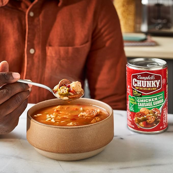 Campbell’s Chunky Soup Healthy Request Chicken and Sausage Gumbo 18.8 oz Can (Case of 12)