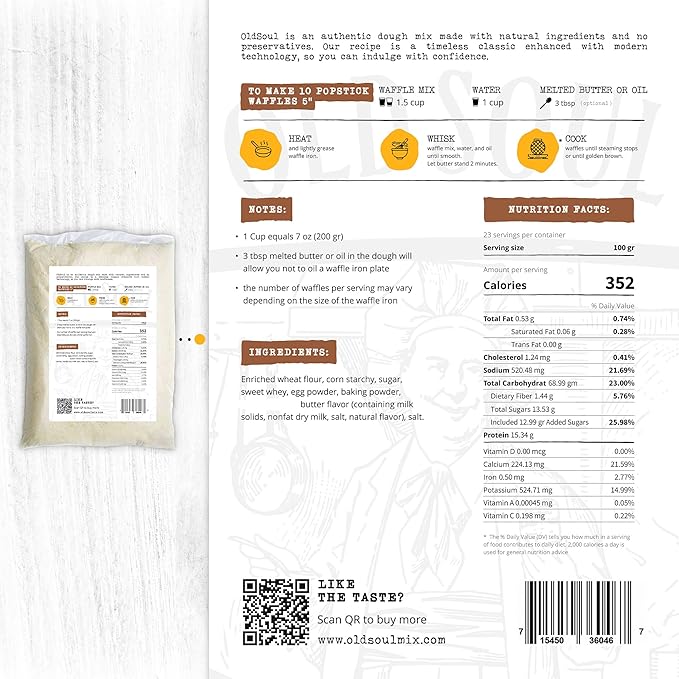 OldSoul Professional Popstick Waffle Mix | Crispy | Stick Waffles Dough Mix | Original Flavor | 5 lbs | 112 Waffles (5 Lbs Traditional)