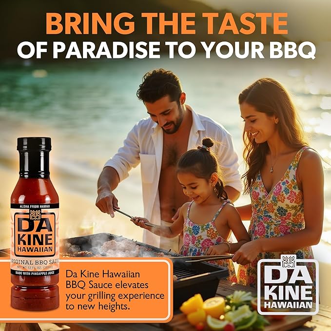 Da Kine Hawaiian BBQ Sauce Premium Gourmet Barbecue Sauce Made in Small Batches Gluten-Free BBQ Sauce for Meat Fish and Vegetables - Original (3 Pack)