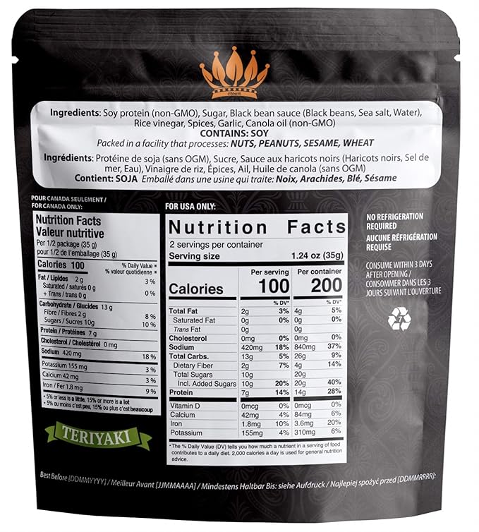 Noble Jerky – Vegan Jerky Variety Pack Plant-Based High Protein Snack 14g Protein Per Bag Vegetarian Non-GMO Meat-Free 5 Pack (2.47oz Bags) (BBQ Teriyaki Chipotle Original Hickory)