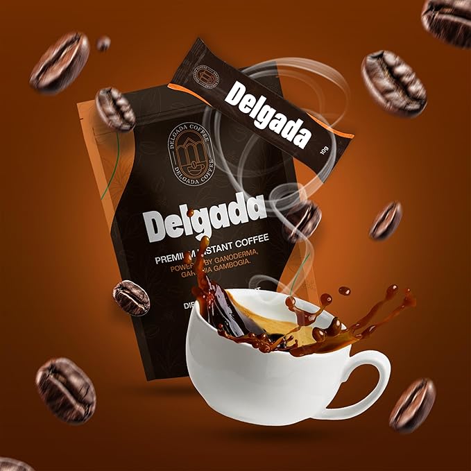 Delgada Instant Coffee - Premium Ganoderma Rich Bold Taste - Healthy Mushroom Insant Coffee 25 Sachets