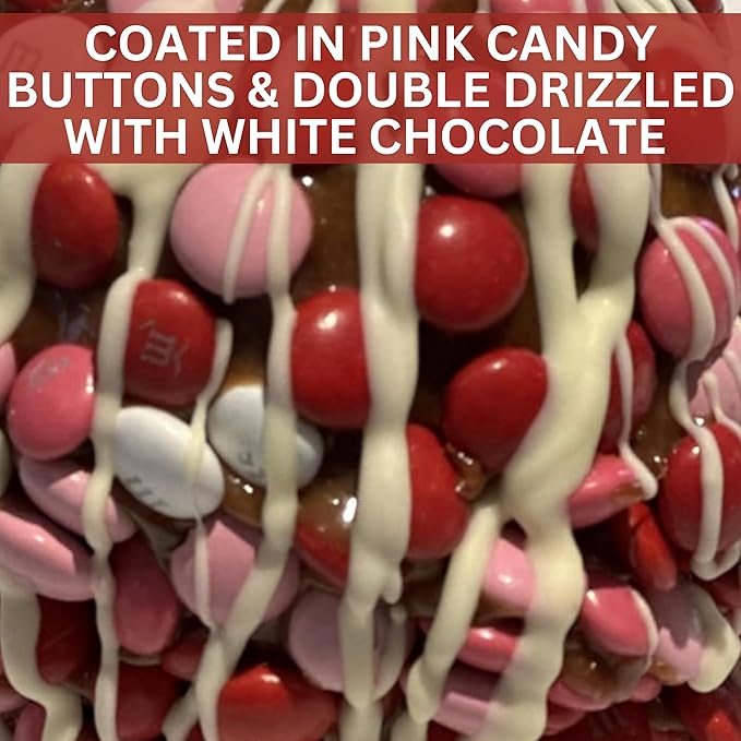 TV's Deli &amp Diner Gourmet Jumbo Caramel Apple | Caramel Pink Red &amp White Candy Buttons &amp White Chocolate | Handmade &amp Freshly Prepared (Candy Buttons White Chocolate)