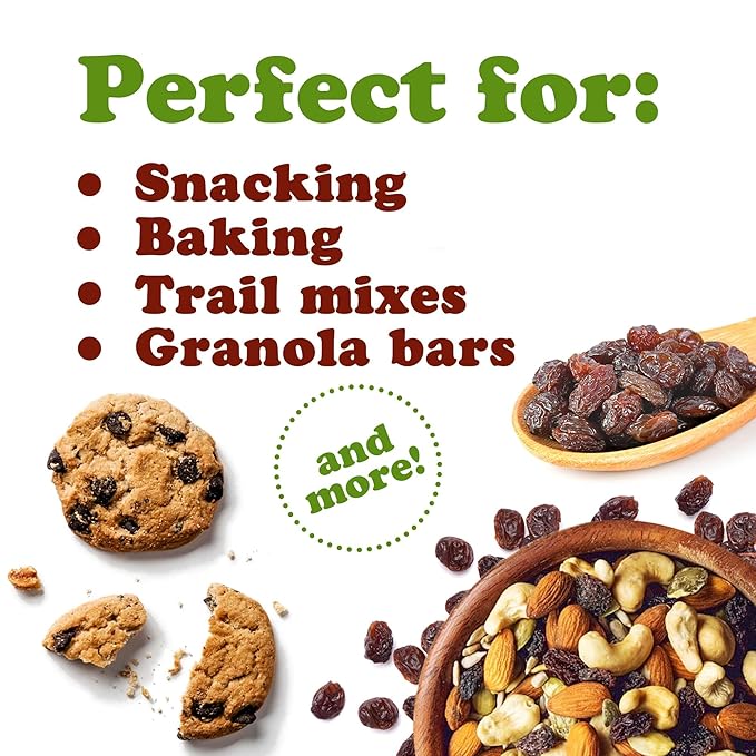 Food to Live Organic Sultana Raisins 5 Pounds - Non-GMO Unsweetened Unsulfured Lightly Coated with Organic Sunflower Oil Vegan Paleo Friendly Bulk. No Sugar Added. Vitis Vinifera Linne
