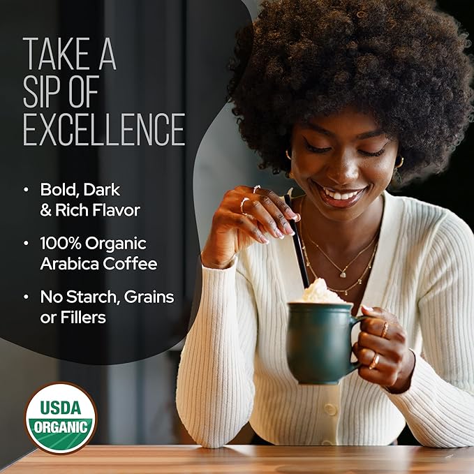 La Republica Founders Reserve Instant Mushroom Coffee Organic (35 Servings) Full Fruiting Bodies 50% More Shrooms Small Batch
