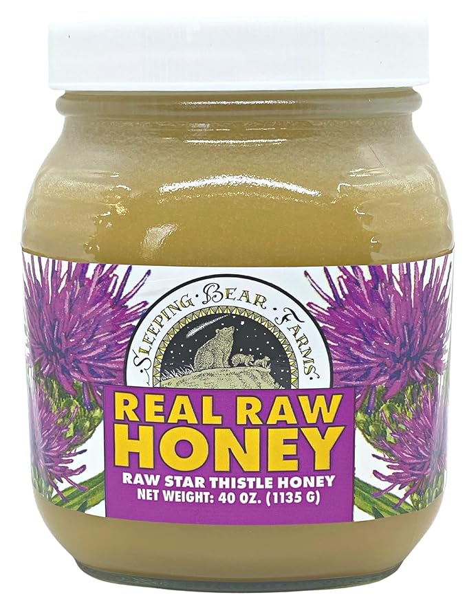 Sleeping Bear Farms 2.5 pound (40oz) REAL Raw Honey Harvested by our Beekeepers From Our Hives Packed in Glass