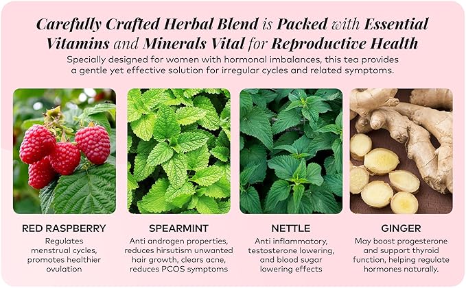 Remedy &amp Restore Herbal Tea for Hormone Balance - Natural Menstrual Cycle Support Spearmint Flavor Loose Leaves 1 Count
