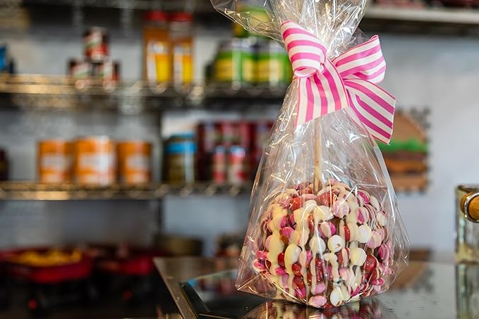 TV's Deli &amp Diner Gourmet Jumbo Caramel Apple | Caramel Pink Red &amp White Candy Buttons &amp White Chocolate | Handmade &amp Freshly Prepared (Candy Buttons White Chocolate)