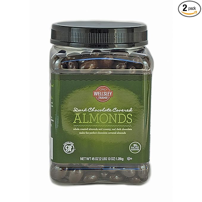 wellsley Farms Dark Chocolate Covered Almonds 45 Oz - Set of 2