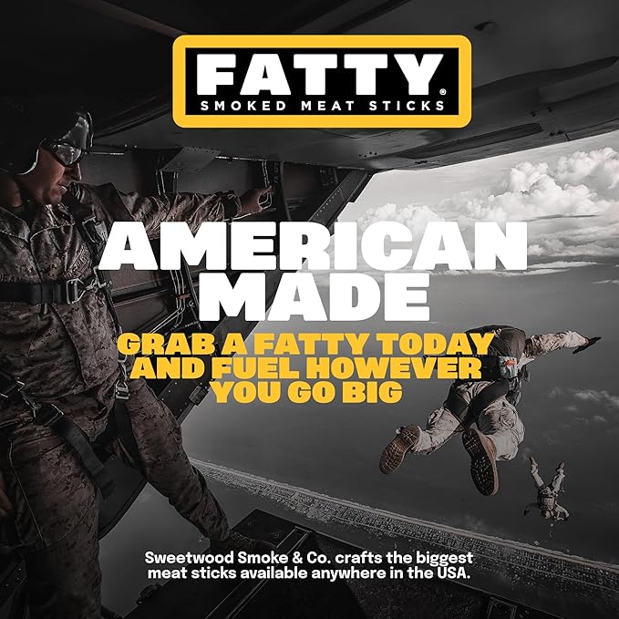 FATTY Meat Sticks High Protein Made with Grass Fed Beef Pork Raised Without Antibiotics 13g Protein Per Stick Original Cheddar Easter Basket Stuffer for Men 2 oz. (Pack of 20)