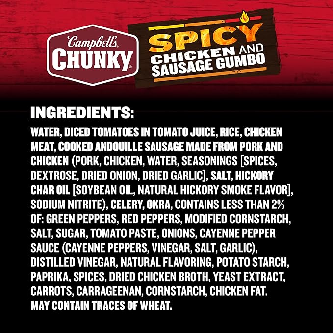 Campbell’s Chunky Soup Spicy Chicken and Sausage Gumbo 18.8 oz Can (Pack of 12)