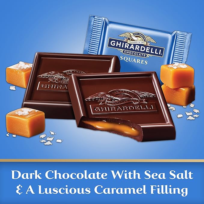 Ghirardelli Everyday Chocolates Favorite Pack - Variety Pack of 4 - One Bag of Each - Dark Mint Raspberry Caramel and Dark Chocolate Sea Salt - Delicious Squares