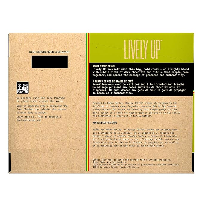 Marley Coffee Lively Up! Single Serve RealCup Organic Espresso Roast for Keurig K-Cup Brewers 96 Count