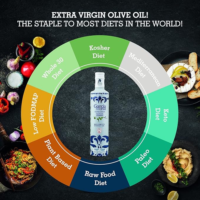 Organic Extra Virgin Olive Oil by Garcia de la Cruz Mild Smooth Flavor for Everyday Use Spanish Organic Olive Oil Single-Origin Family Owned