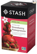 Stash Tea Strawberry Pomegranate Red Tea 18 Count Tea Bags in Foil (Pack of 6)