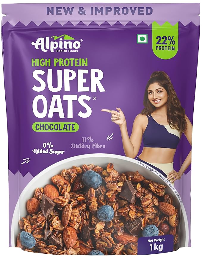 ALPINO Peanut Butter Super Oats Chocolate | 21% High Protein | Made with Rolled Oats Chocolate Peanut Butter &amp Cocoa | No Added Sugar &amp Salt | Gluten-Free | Vegan (35.2 oz)