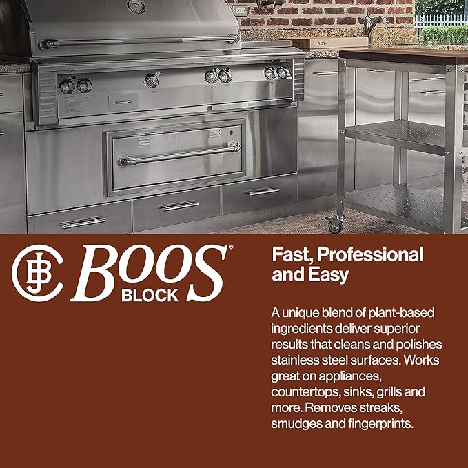 John Boos Stainless Steel Cleaner with Fine Mist Spray Lavender Scent 8 oz - Streak-Free Cleaning Polish &amp Stain Remover for Stoves Ovens Sinks &amp Kitchen Surfaces