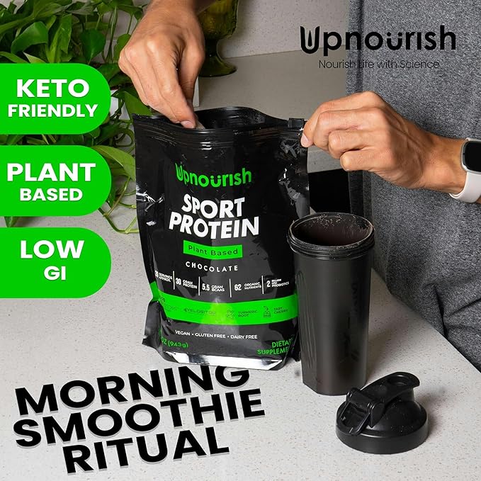 Vegan Sport Protein Powder Chocolate 20 servings – 30g Plant Based Protein VELOSITOL BCAAs Organic Greens &amp Fruits Probiotics Tart Cherry for Post Workout Recovery Inform Sports Certified Ke