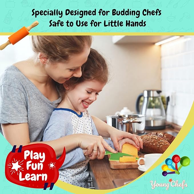 Young Chefs Cooking and Baking Set for Kids – 19 Pieces Real Baking Set – Giftable Sets for Girls and Boys – Stocking Stuffers for Kids Cooking Sets Real 8-12 Years