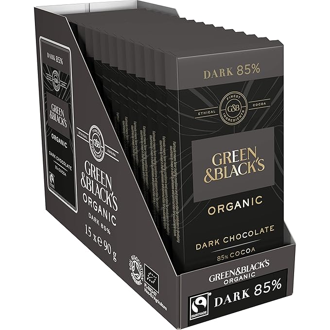 Green &amp Black's Green &amp Blacks Organic Dark Chocolate Bar 85% Cocoa 100G (Pack Of 15)